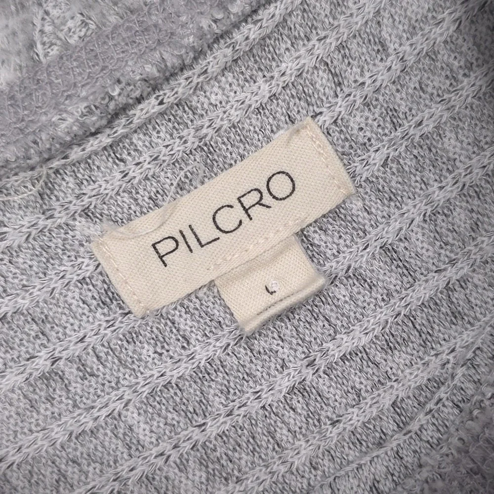 Anthropologie‎ PILCRO Size L Cozy Ribbed Turtleneck Batwing Pullover Top Gray